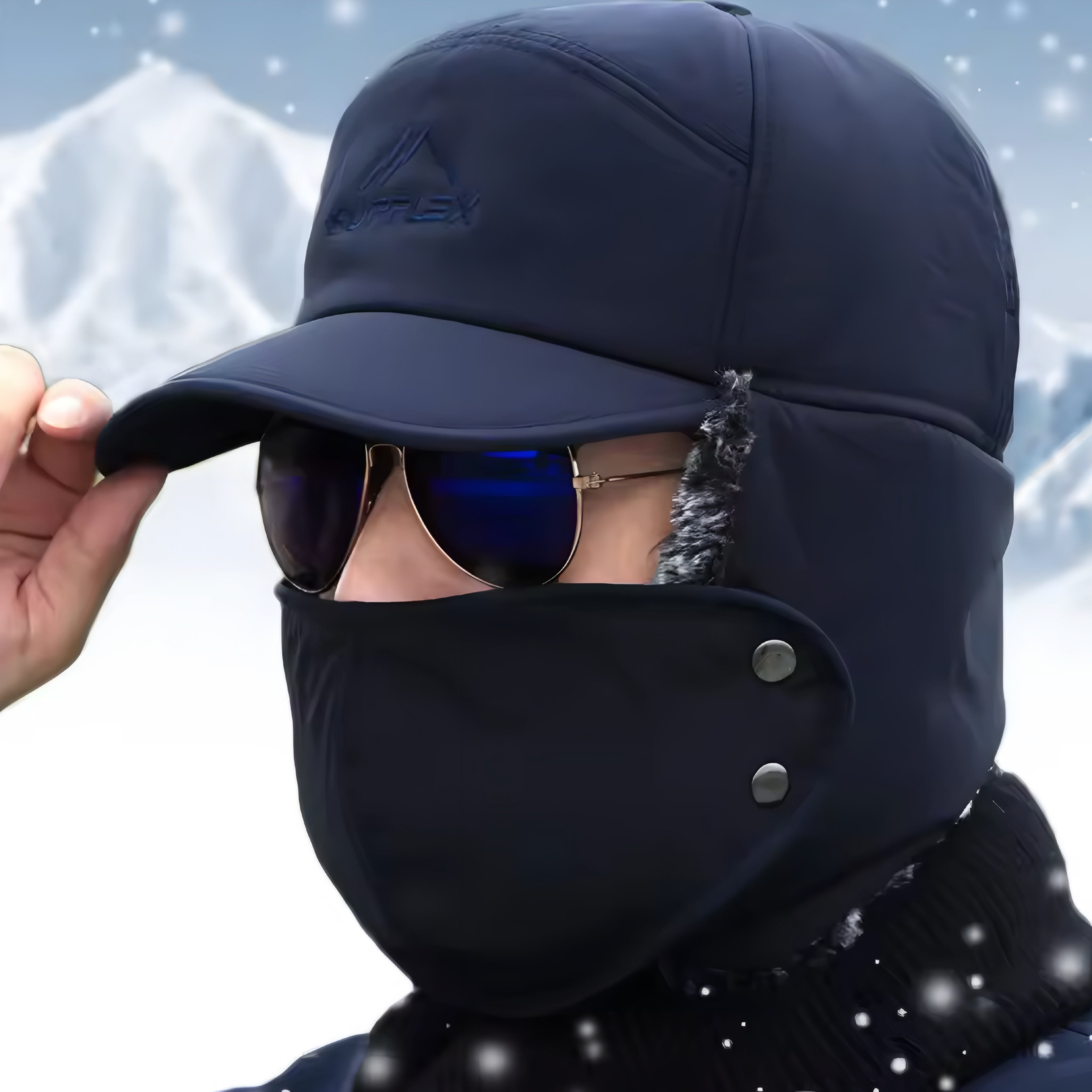 Warme Wintermütze mit Kunstfell & Ohrenklappen