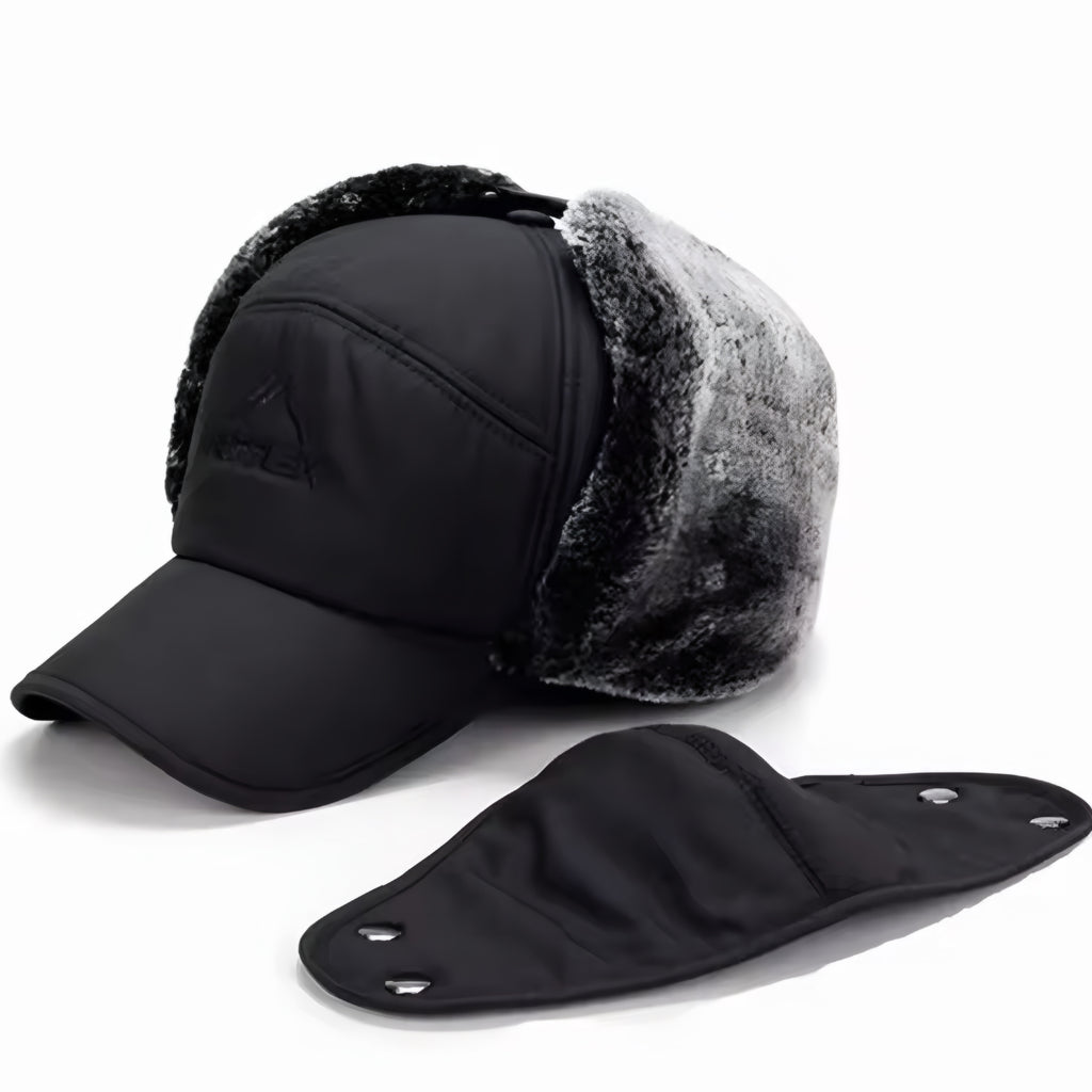 Warme Wintermütze mit Kunstfell & Ohrenklappen