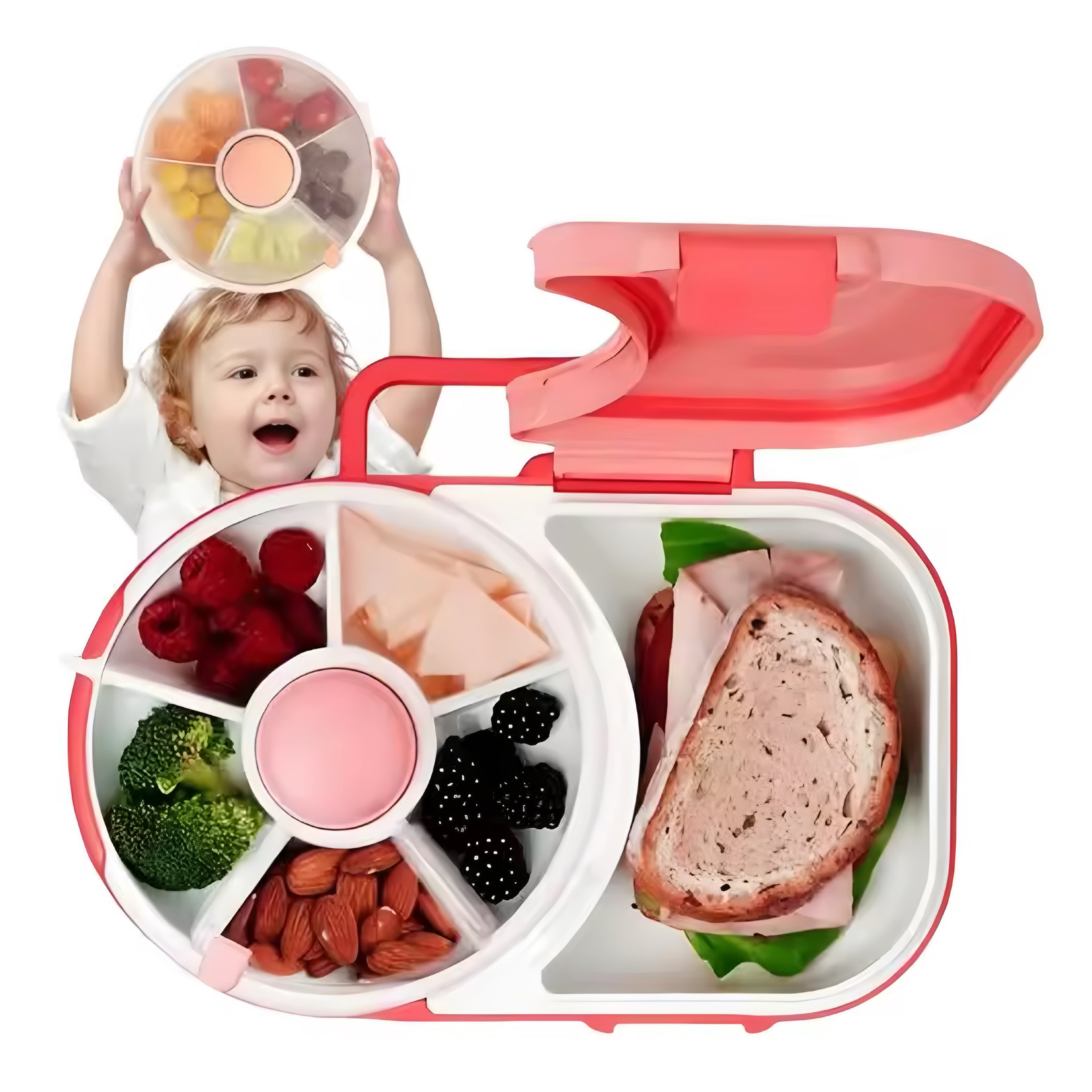 Drehbare Kinder-Lunchbox mit Snack-Spender