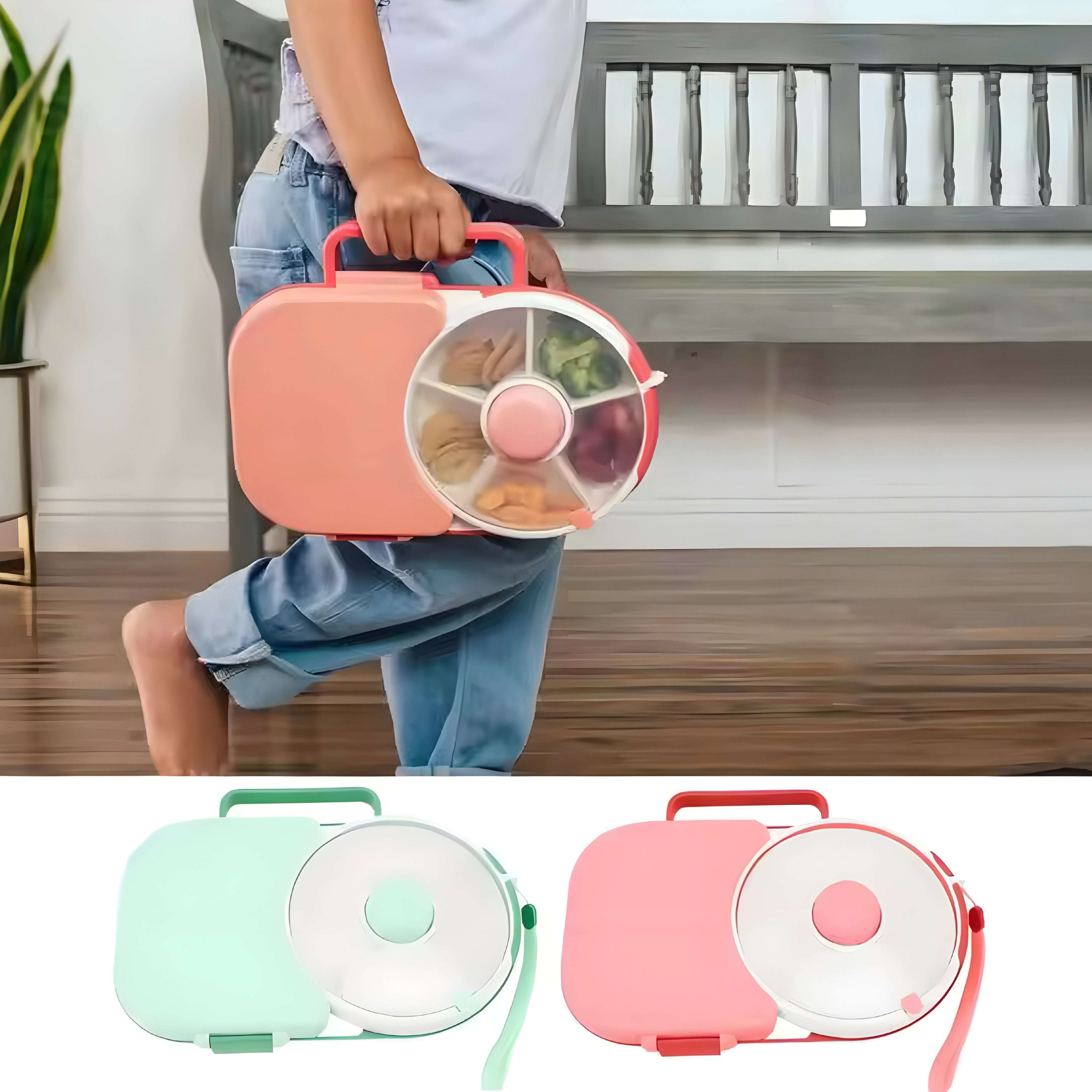 Drehbare Kinder-Lunchbox mit Snack-Spender